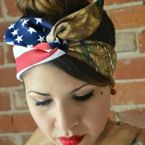 American headband, Real tree, American bow, Hunter headband, Realtree Camo American Dolly bow,Patriotic Flag head band, hair bowA1