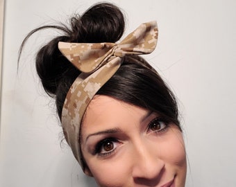 Usmc head bands, Marine Girlfriend, Desert Camo Dolly bow head band, USMC head band, hair bow A1