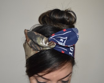 Patriots Realtree Dolly bow, Patriots Hunter bow, Mint head band, hair bow A1