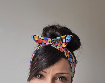 Geometric pattern bow, Spring Chevron Style Dolly Bow head band A1