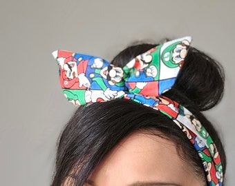 super mario fabric bow,  Mario bow, headband, Dolly bow head bands, head band, hair bow