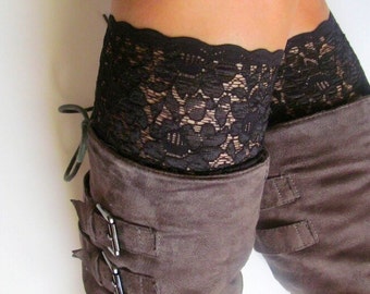 Black floral Lace boot cuff accessories