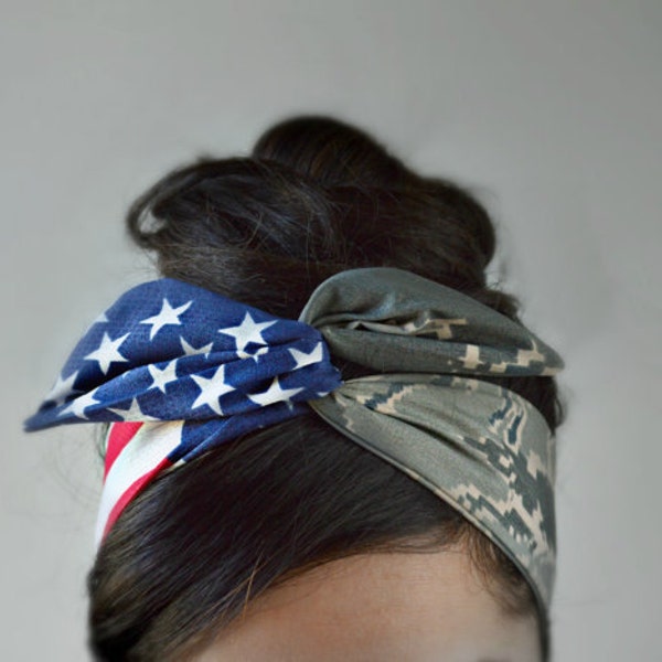 Air Force Girlfriend, Air Force bow, Headband - American headband, Flag Headband - Hair Bows A2