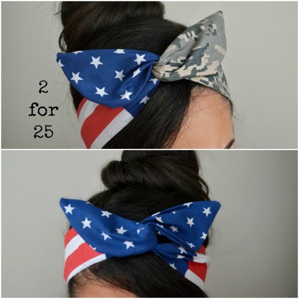 Noeud USMC, bandeau usmc - petite amie USMC - bandeau marin - noeuds pour cheveux - bandeau drapeau - bandeau Dollybow - bandeau désert