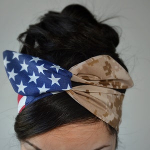 usmc bow, USMC, American headband, USMC headband, Marine Headband Hair Bows Flag Headband Dollybow Headband image 1