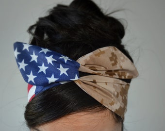 usmc bow, USMC, American headband, USMC headband,  Marine Headband - Hair Bows - Flag Headband - Dollybow Headband