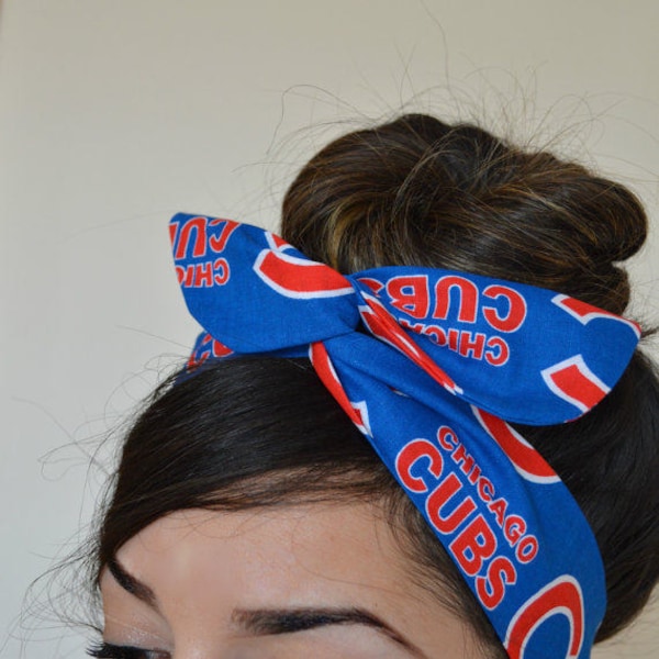 Chicago Cubs bow, headband, Dolly bow head bands, head band, hair bow