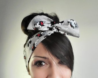 Mickey and Minnie pin-up bow, Mickey Minnie headband, hair bow, Dolly bow Headband, hair bow head band A1