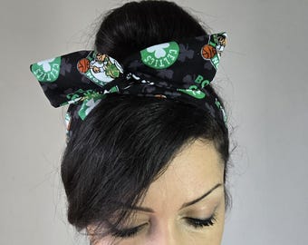 Lazo de los Boston Celtics, lazo de pin-up de los Celtics, diadema, diademas con lazo Dolly, diadema, lazo para el pelo