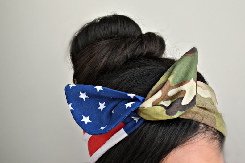 Dolly bow headband Army American Flag head band Army Girlfriend hair bow hair bow Army American flag headband A1