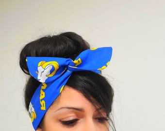 LA Rams Dolly Bow Headband, Cotton Wire Hair Bow