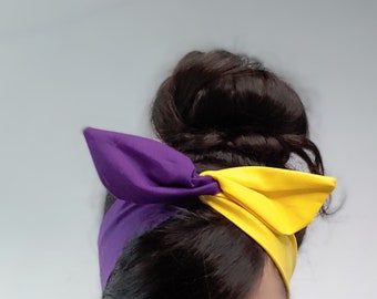 LA Lakers, Laker's bow, Pin up bow, Vikings head band, Dolly bow, hair bow head band, hair bow