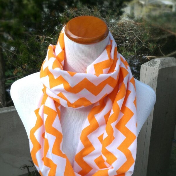 Orange infinity Chevron Scarf soft -Jersey knit