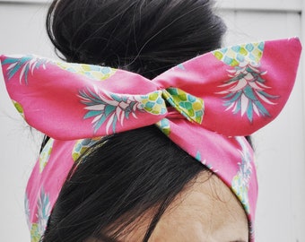 Pineapple pin-up bow, Dolly bow Headband, hair bow head band A1