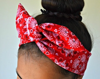 Paisley rouge dollybow bandeau, tête Chic wrap Ba