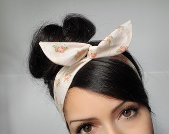 Pink Flower bow, pink floral dollybow