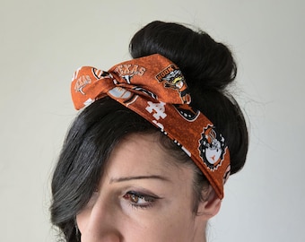 Texas Longhorns headband, wire dolly bow, UT hair bow, Hook'Em Horns bow, University of Texas dolly bow, University bow