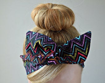 Chevron Dolly bow, hair bow head band, hair bow