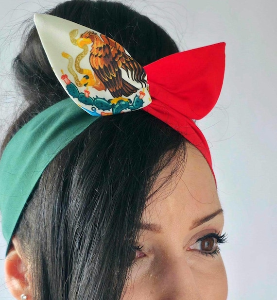 Mexico World Cup Headband, Wired Dolly Bow, Soccer Fan Hair Accessory