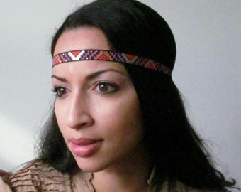 Thin Aztec Hippie Headband- Bohemian Head bands