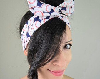 Baseball bow headband, Soccer mom headband