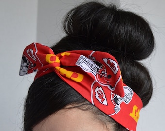 Kansas city Chiefs bow, pin-up bow, Kansas City Dolly bow, head bands, head band, hair bow