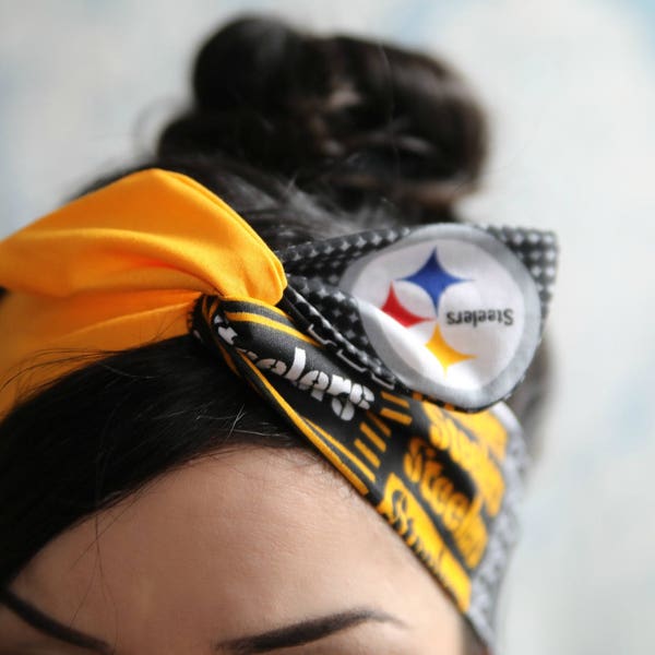 Steelers Pin up Bow, Pittsburgh Steelers headband, Steelers bow, headband, Dolly bow head bands, head band, hair bow