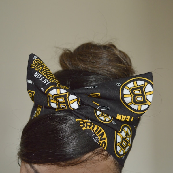 Boston Bruins pin up bow, headband, Dolly bow head bands, head band, hair bow