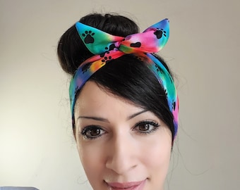 Paw prints pin-up hair bow, head bands, dolly bow headband , A1