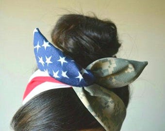 Army bow, pin up bow, ACU Army pin up bow, Marine girlfriend, American headband, ACU American flag Camo Dolly bow