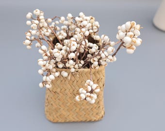 Dried Tallow Berries Bundle, Natural White Flowers, Rustic Home Decor, Fall Decor