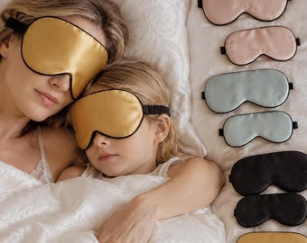 Maschera per dormire in seta di gelso, morbida maschera per gli occhi per bambini e adulti, comfort da viaggio