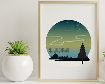 Suomi Print Art | Finland Print | Downloadable Suomi Print | Suomi Gifts | Suomi Wall Art | Suomi Wall Print | Suomi Gifts