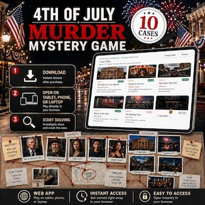 4th of July Murder Mystery Game | Interactive Detective Web App | July 4 BBQ Party Digital Download | Independence Day Party Game