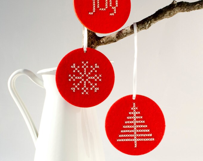 DIY Christmas Ornament Kit Set of 3 Wool Felt Ornaments with Etsy