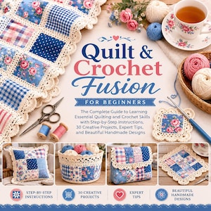Libro di modelli per quilt e uncinetto / Guida per principianti, 30 progetti (download digitale)