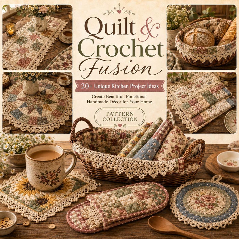 File Case Project Idea Quilt Crochet Fusion Projects Bundle, 20+ Kitchen Decor Ideas (PDF) - Etsy