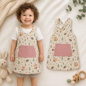 Patrón de costura para delantal reversible infantil: Edades de 1 a 10 años (Descarga en PDF)
