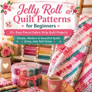 20+ idéer för Jelly Roll Quilt-projekt för nybörjare | Enkla remsprojekt (PDF-nedladdning)