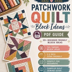 Patrones de bloques de patchwork para colchas / Más de 20 proyectos para principiantes, tiras de 6,35 cm (descarga digital)