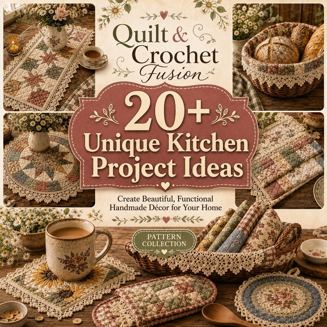 File Case Project Idea Quilt Crochet Fusion Projects Bundle, 20+ Kitchen Decor Ideas (PDF) - Etsy