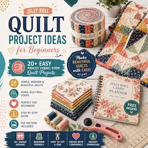 Mais de 20 ideias de projetos de patchwork com tiras de tecido para iniciantes | Projetos fáceis com tiras (Download em PDF)