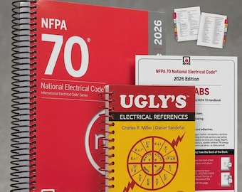 NFPA 70 2026 NEC Code Book Spiral Set with Ugly’s Electrical References & Index Tabs | Electrician Study Gift