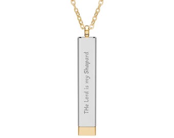Minimalist Bar Necklace with Hidden Message • Personalized Engraved Pendant Gift