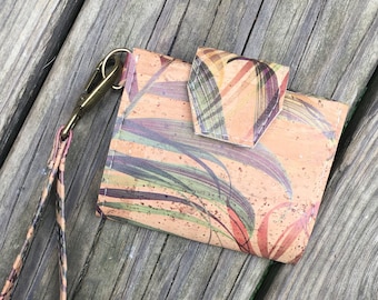 Palm Leaves Cork Key Fob Wallet / Cork Wallet / Key Fob Wallet / Slim Wallet / Vegan Wallet / Mini Wallet /Gift for Her/Vegan Leather Wallet