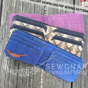 BiFold Wallet PDF.Sewing Pattern.PDF Sewing Pattern.Cork Wallet.Vegan Wallet.Wallet Sewing Pattern.Wallet PDF. image 1