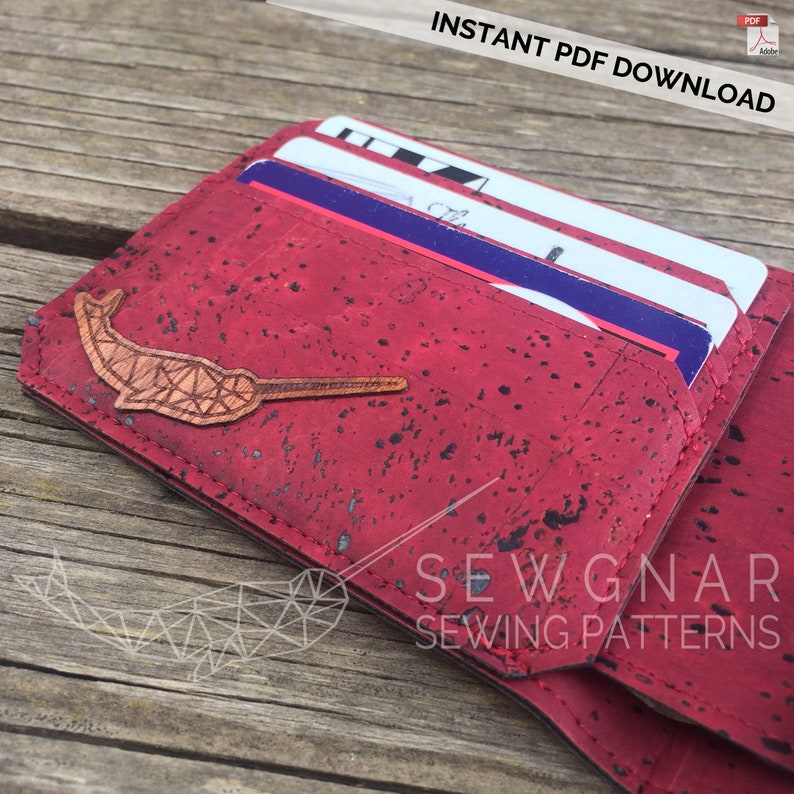 BiFold Wallet PDF.Sewing Pattern.PDF Sewing Pattern.Cork Etsy