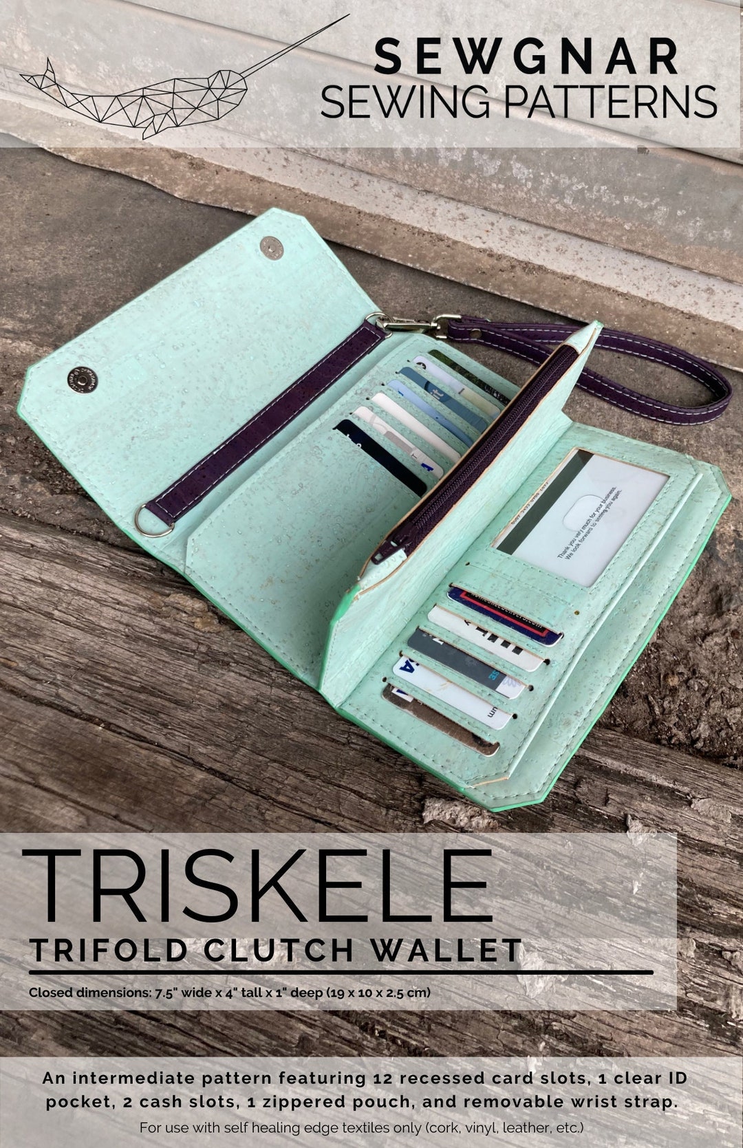 Buy Triskele Wallet Sewing Pattern: Cork Clutch With SVG Files (PDF Download) Online in India