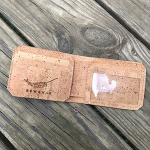 Cartera de corcho natural con ranura para identificación/Cartera de corcho/Cartera para hombre/Cartera plegable/Cartera vegana/Cartera de cuero vegano/Regalo de padrinos de boda