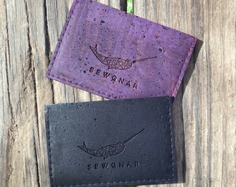 Purple Cork Slim Wallet, Vegan Credit Card Holder